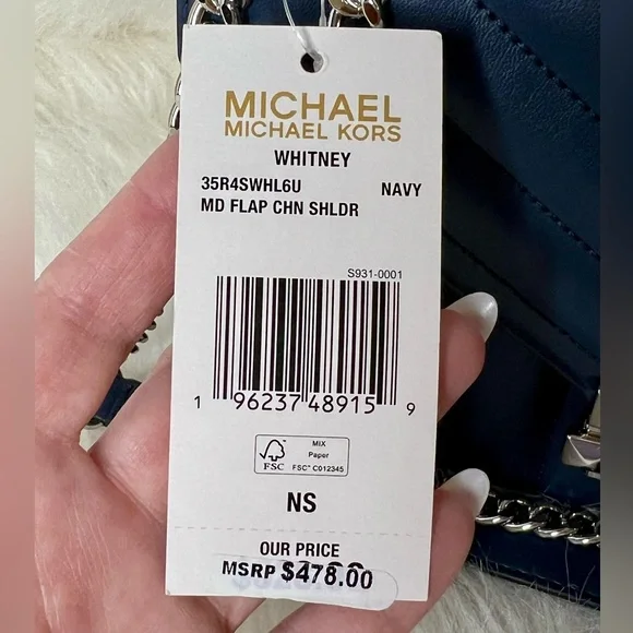 Michael Kors Whitney Medium Quilted Shoulder Bag Crossbody in Navy - Picture 10 of 10